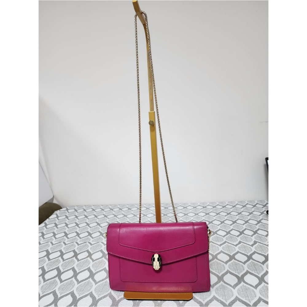 BULGARI Calfskin Serpenti Small Forever Crossbody Bag Pink